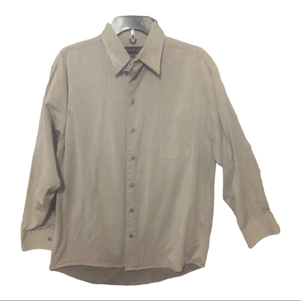Men's 15,5  / 32-33 Kenneth Cole Reaction Gray Button Down Shirt